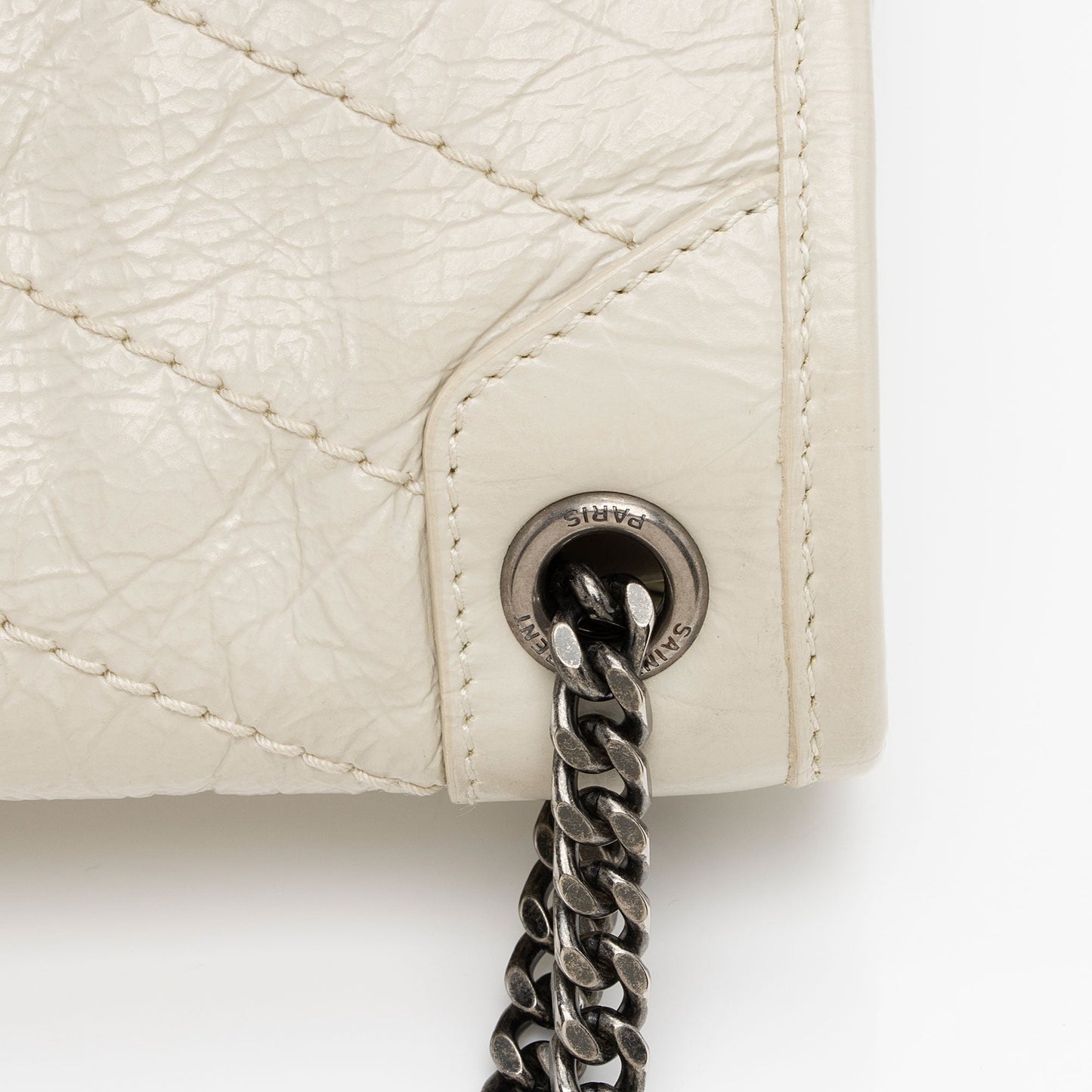 Saint Laurent Crinkled Calfskin Monogram Niki Baby Shoulder Bag (SHF-6jT1UC)