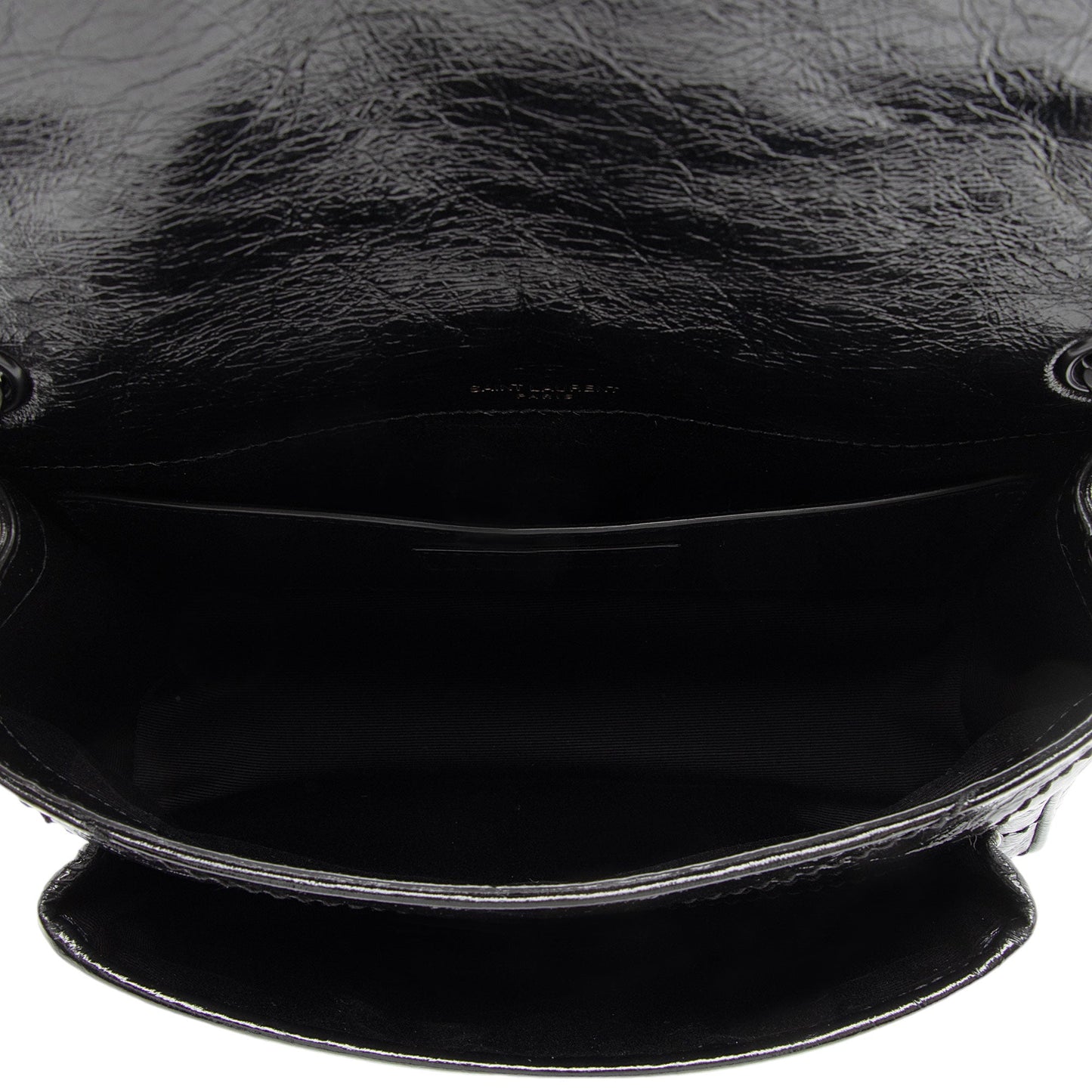 Saint Laurent Crinkled Calfskin Monogram Niki Baby Shoulder Bag (SHF-BRqPlH)