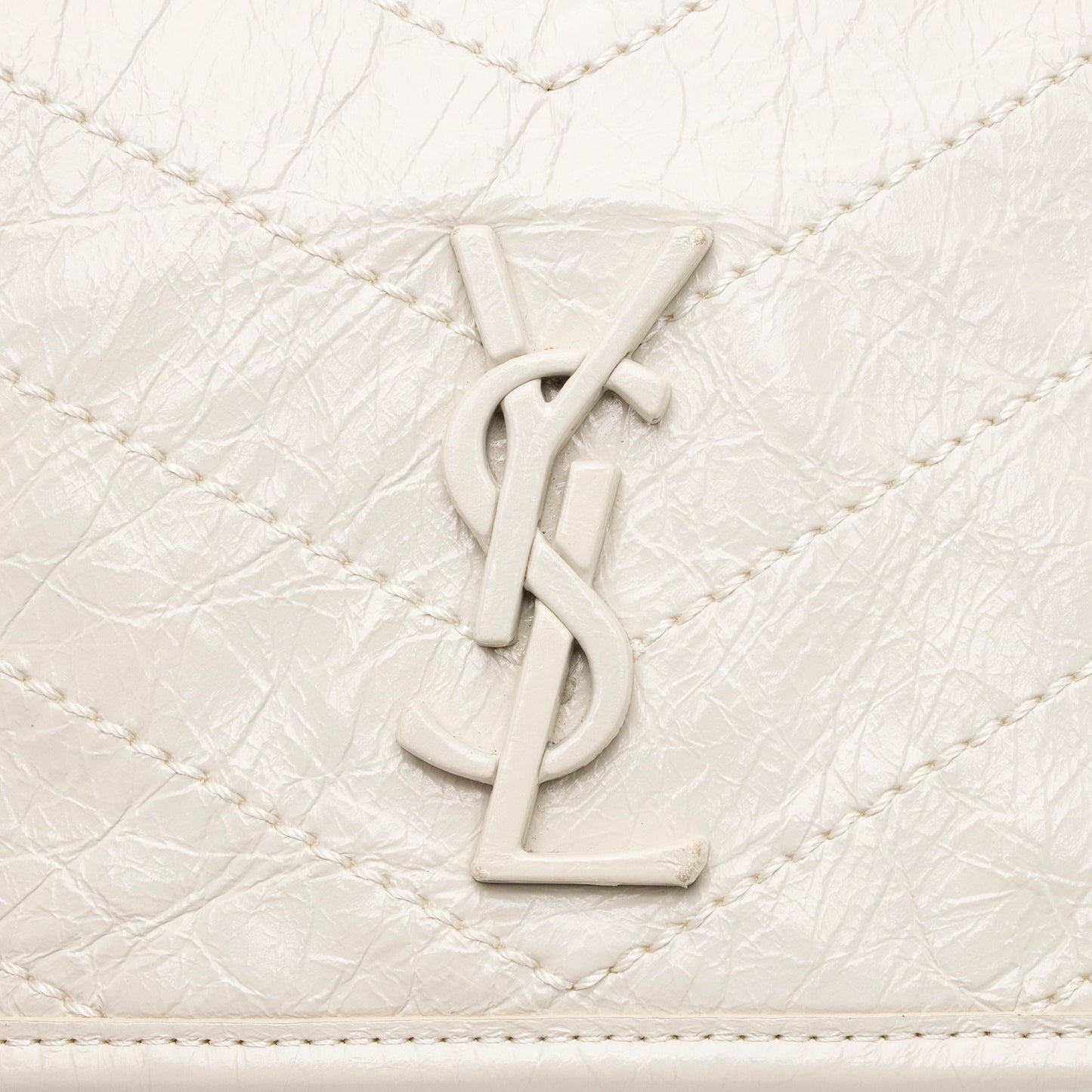 Saint Laurent Crinkled Calfskin Monogram Niki Chain Wallet (SHF-23686)