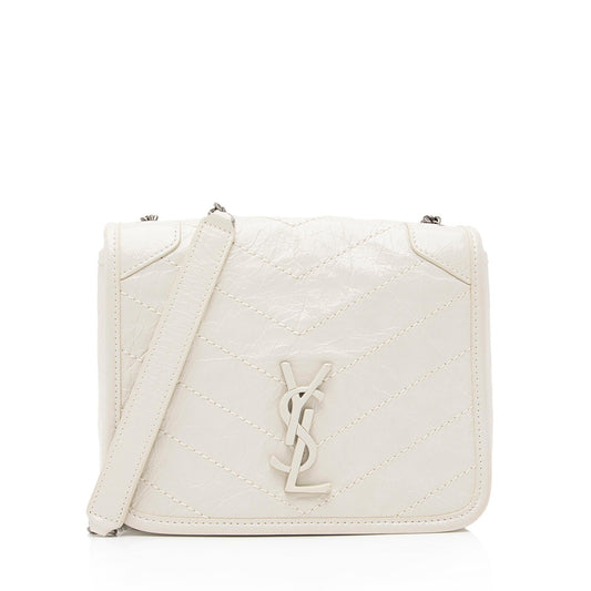 Saint Laurent Crinkled Calfskin Monogram Niki Chain Wallet (SHF-23686)