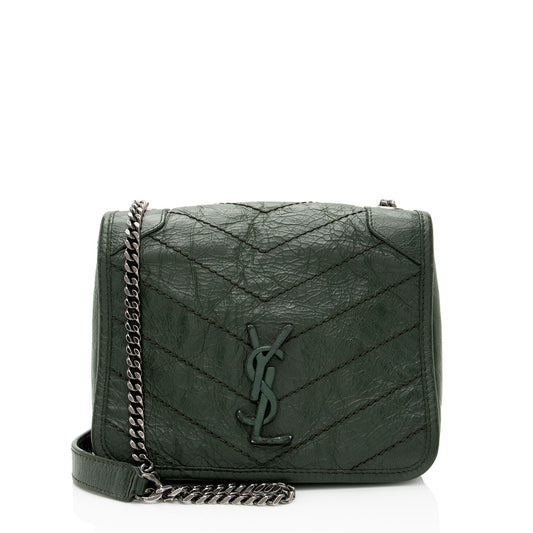 Saint Laurent Crinkled Calfskin Monogram Niki Chain Wallet (SHF-w5uFiz)