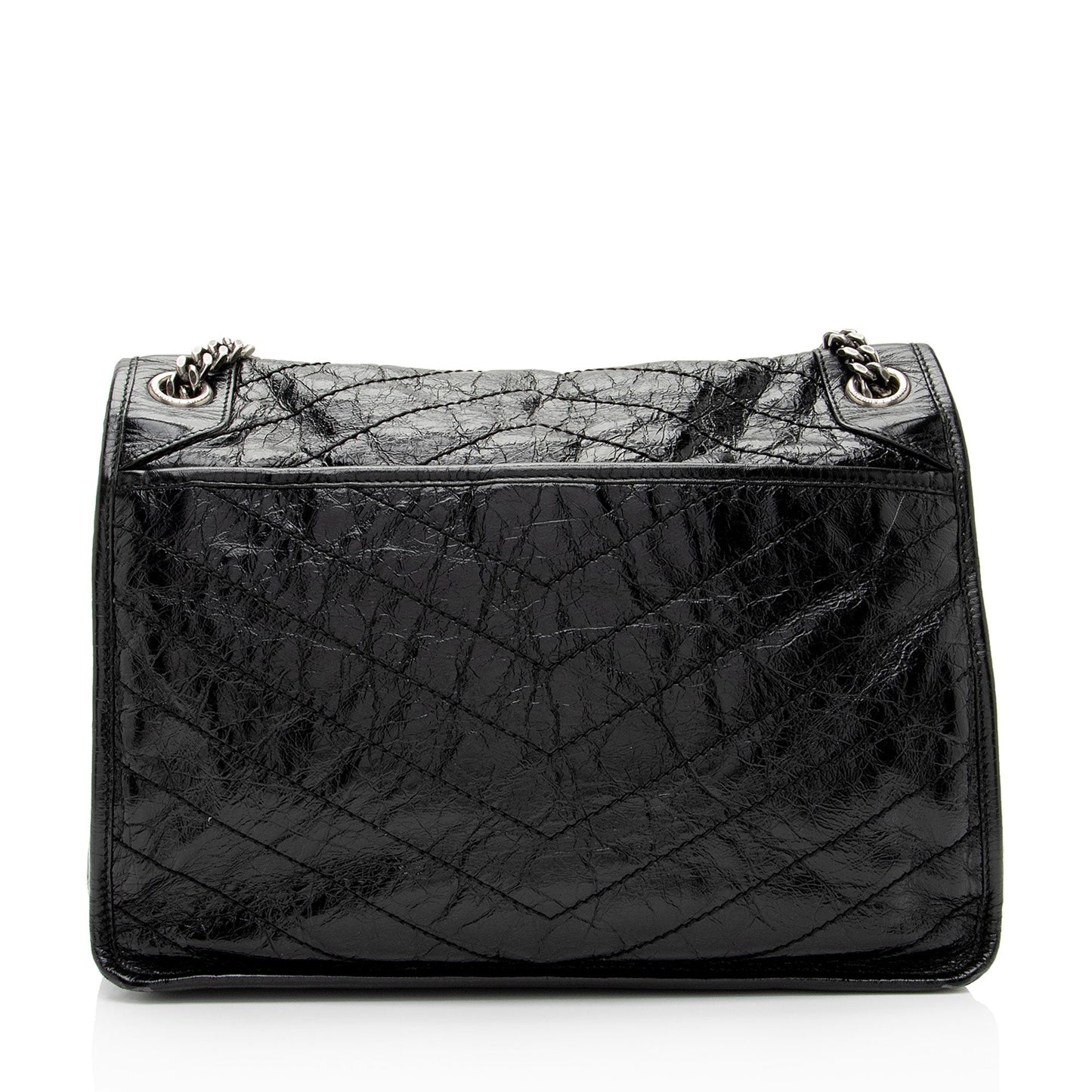 Saint Laurent Crinkled Calfskin Monogram Niki Large Shoulder Bag (SHF-0VXkR6)