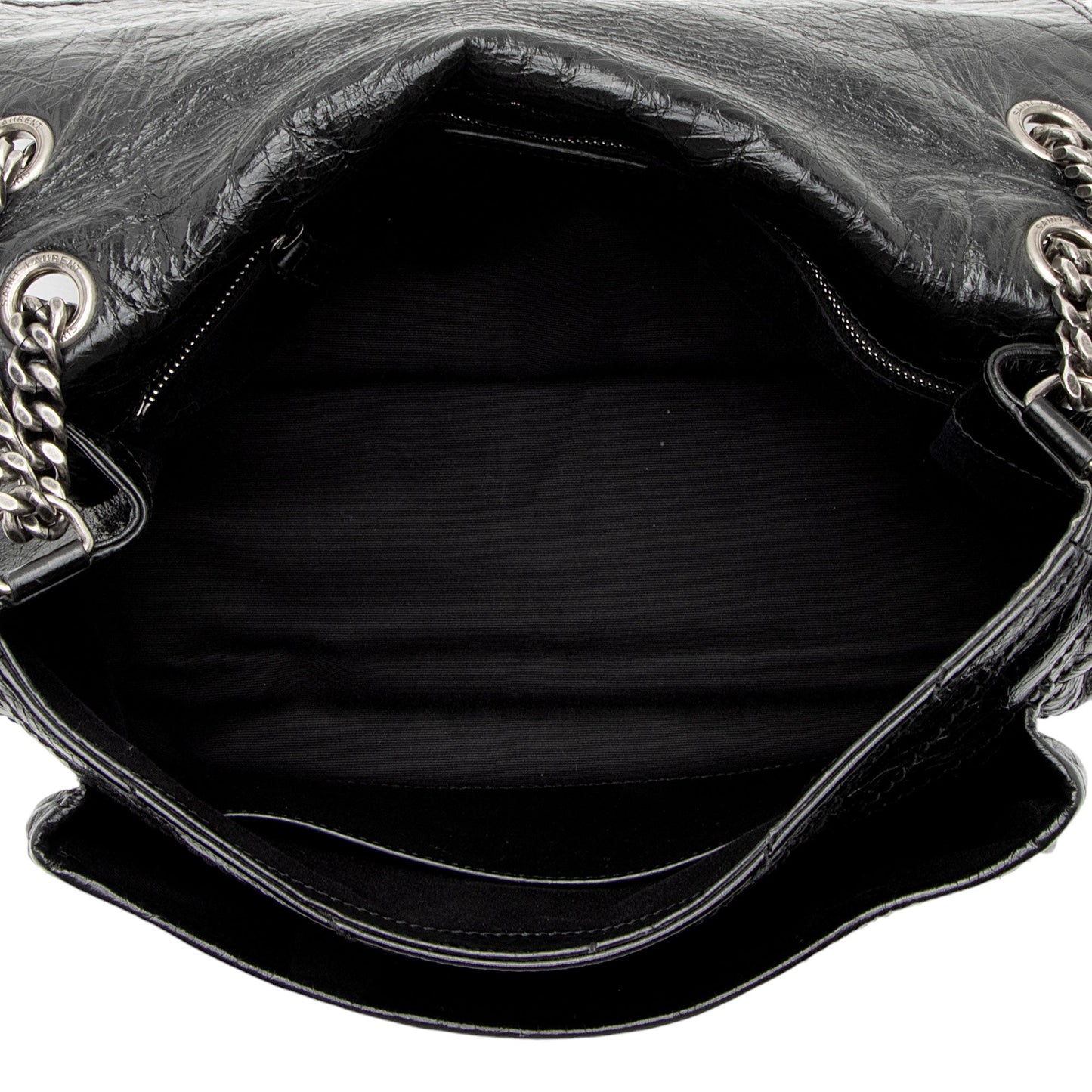 Saint Laurent Crinkled Calfskin Monogram Niki Large Shoulder Bag (SHF-0VXkR6)