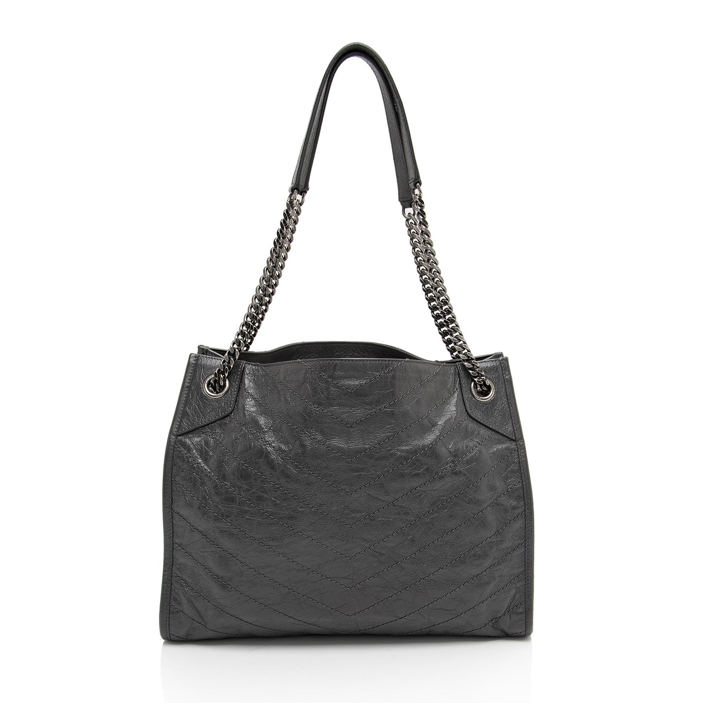 Saint Laurent Crinkled Calfskin Monogram Niki Medium Shopping Tote (SHF-gLfdmG)