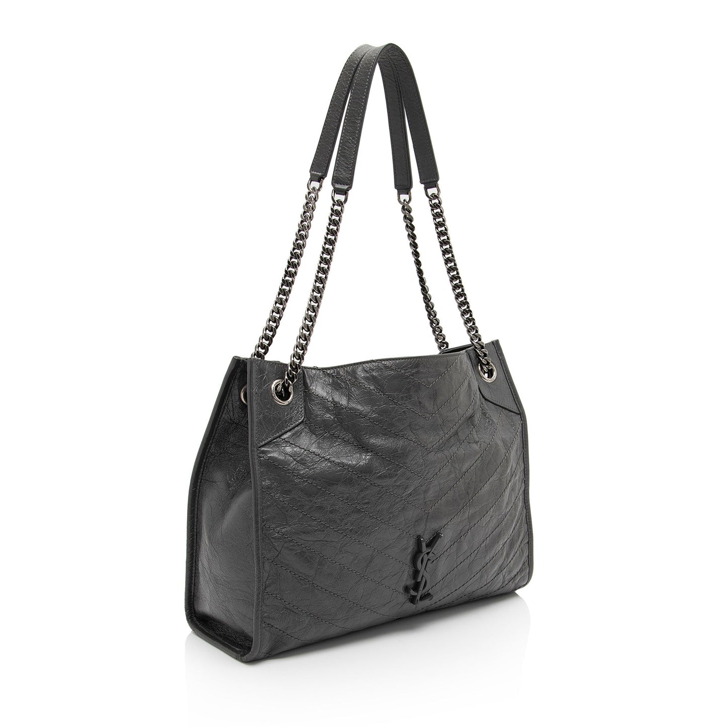 Saint Laurent Crinkled Calfskin Monogram Niki Medium Shopping Tote (SHF-gLfdmG)
