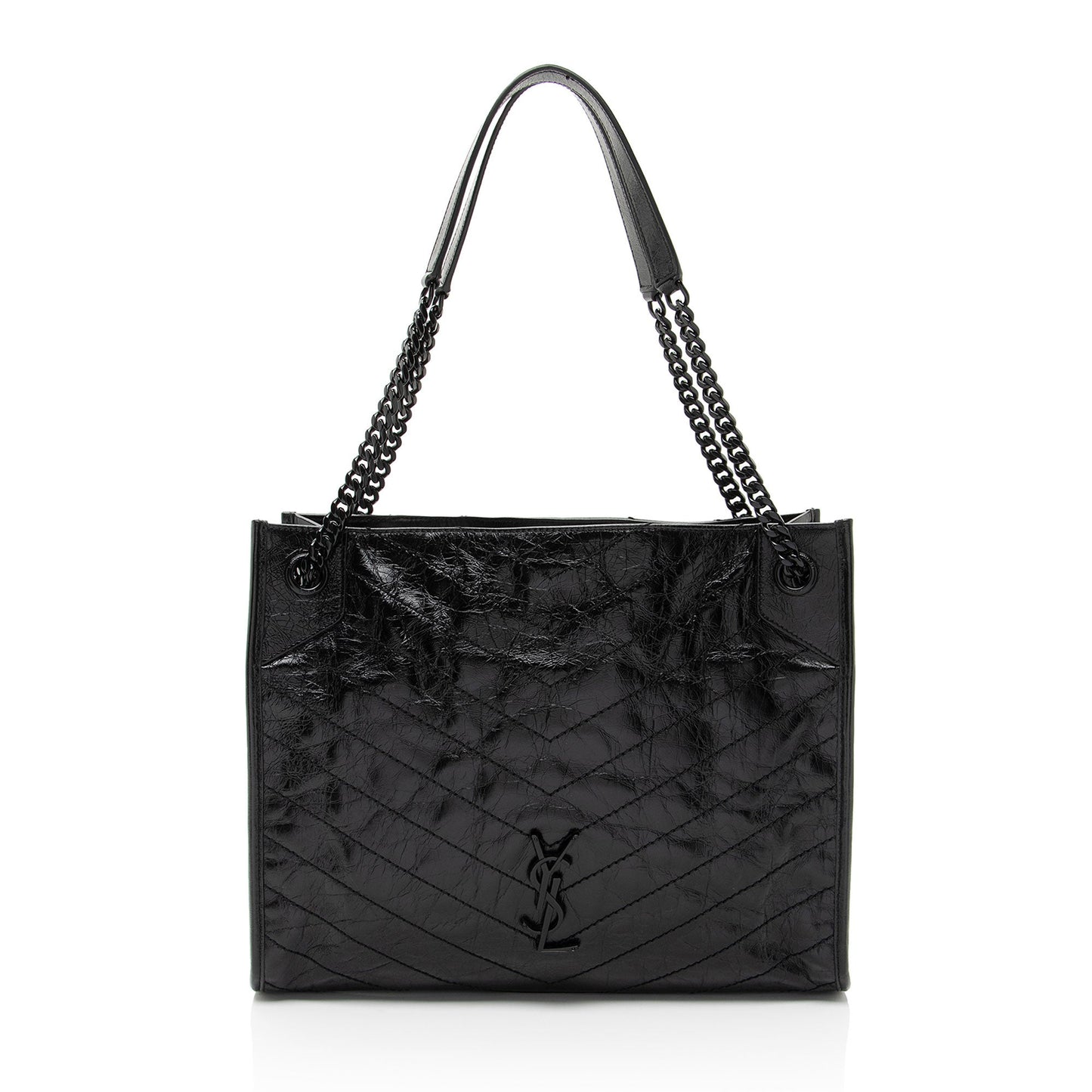 Saint Laurent Crinkled Calfskin Monogram Niki Medium Shopping Tote (SHF-HoUdcp)