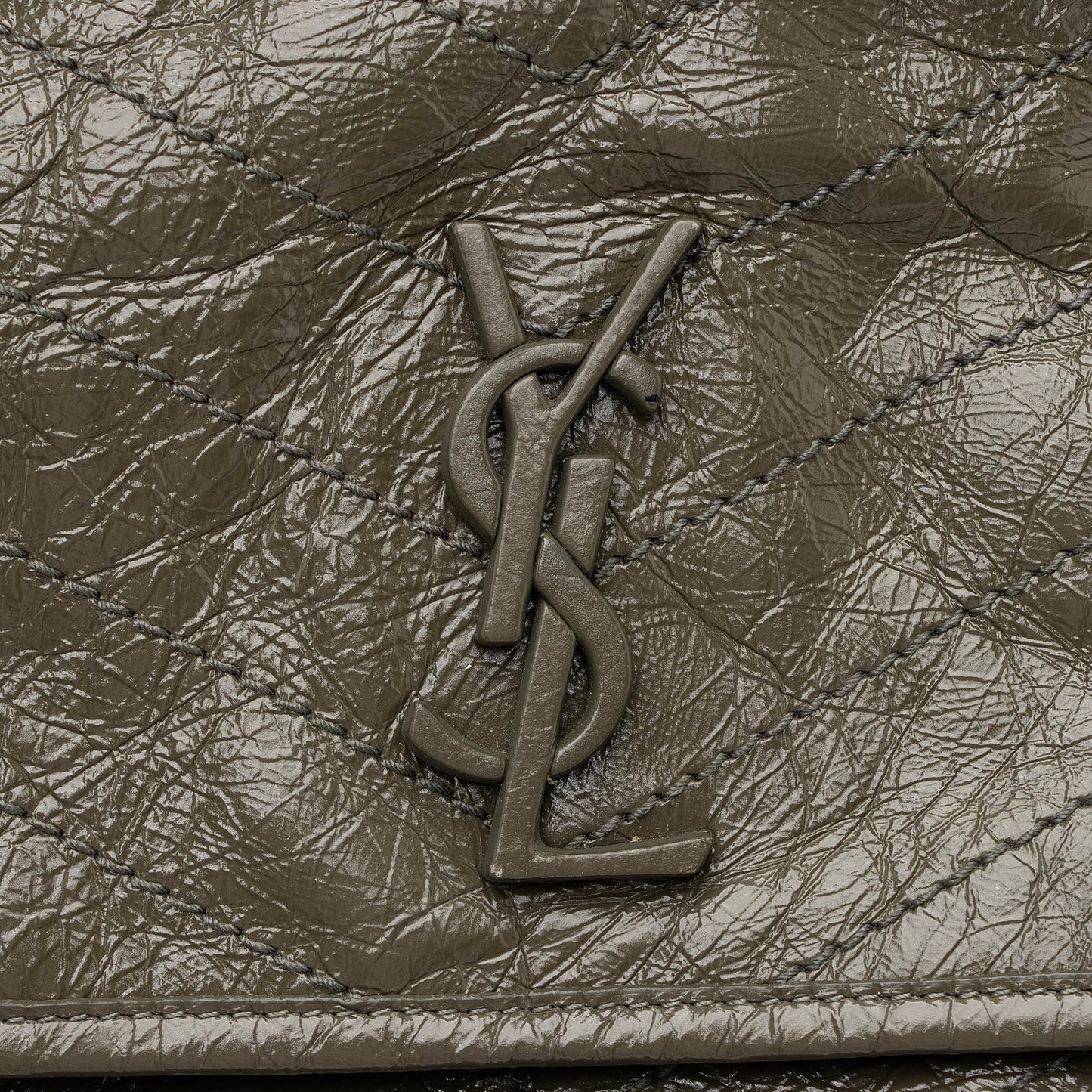 Saint Laurent Crinkled Calfskin Monogram Niki Medium Shoulder Bag (SHF-23609)