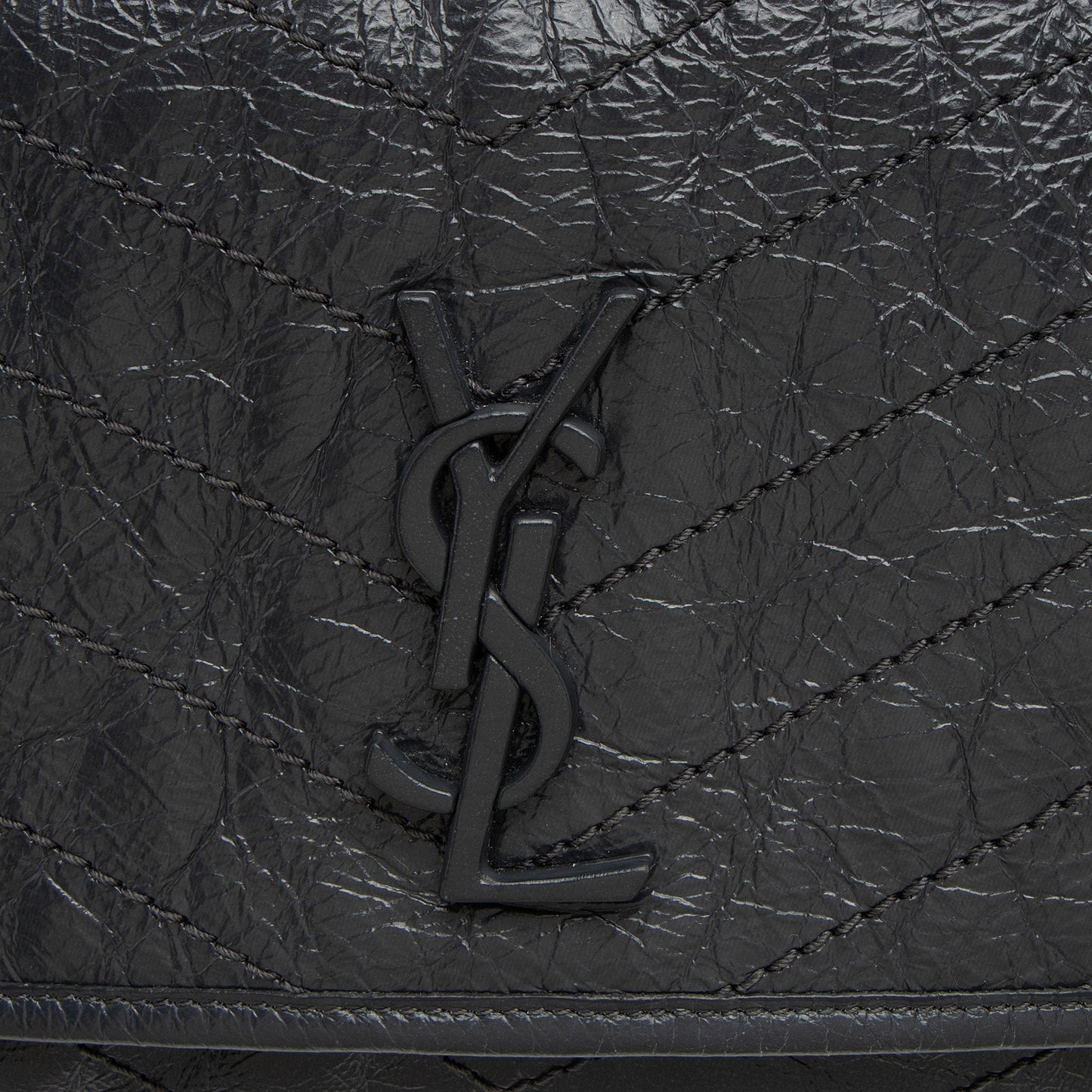 Saint Laurent Crinkled Calfskin Monogram Niki Medium Shoulder Bag (SHF-NH7fO1)