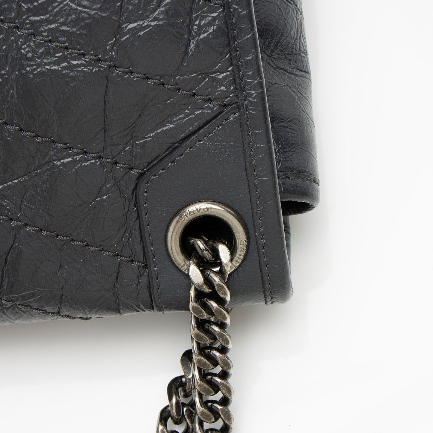 Saint Laurent Crinkled Calfskin Monogram Niki Medium Shoulder Bag (SHF-NH7fO1)