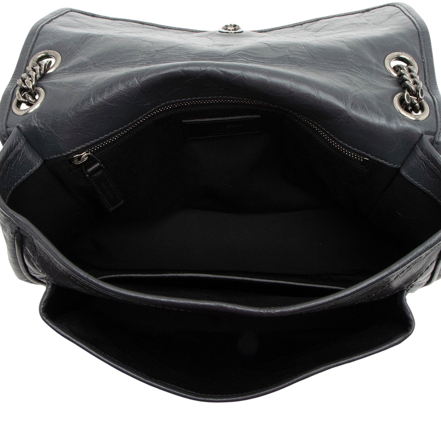 Saint Laurent Crinkled Calfskin Monogram Niki Medium Shoulder Bag (SHF-NH7fO1)