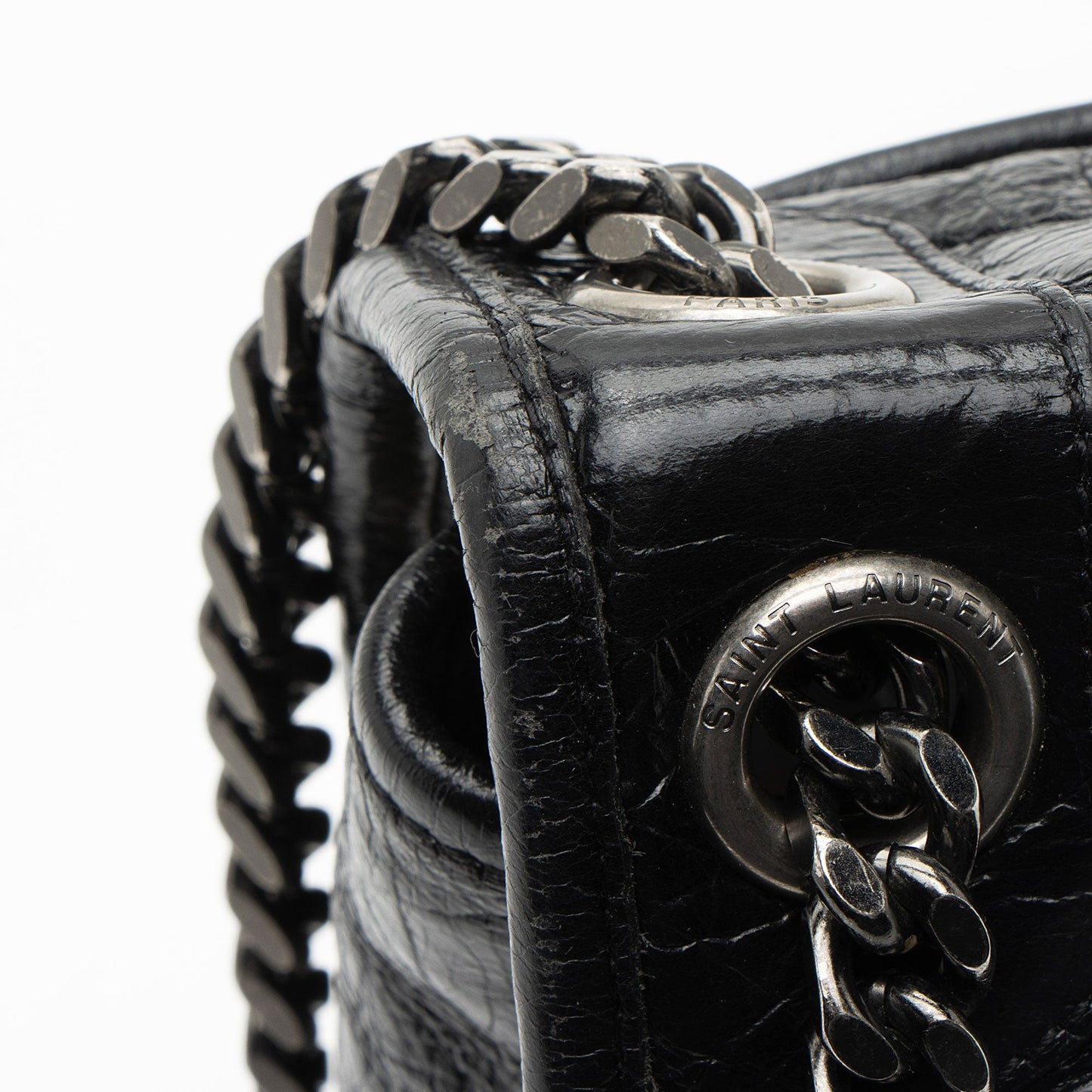 Saint Laurent Crinkled Calfskin Monogram Niki Medium Shoulder Bag (SHF-GOzKUg)