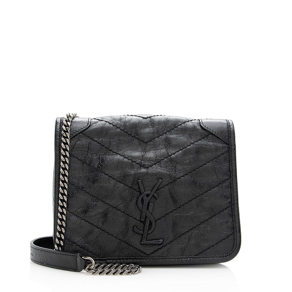Saint Laurent Crinkled Calfskin Niki Chain Wallet (SHF-18521)