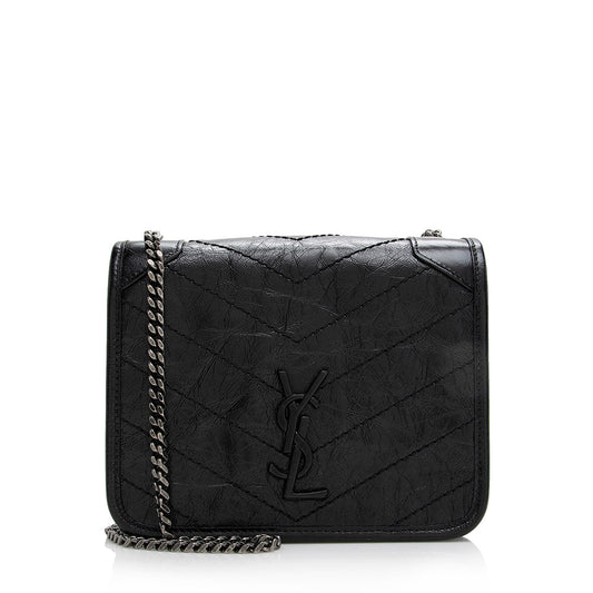 Saint Laurent Crinkled Calfskin Niki Chain Wallet (SHF-21363)