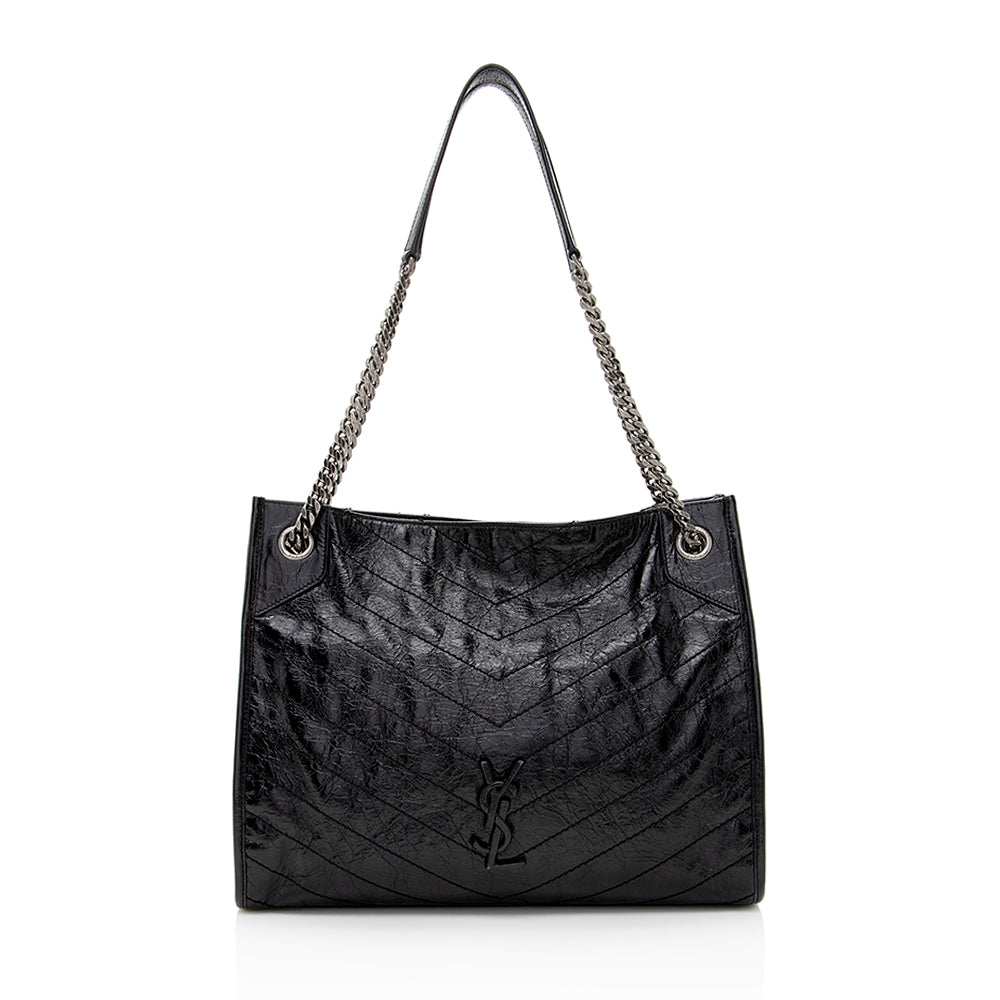 Saint Laurent Crinkled Calfskin Niki Medium Shopping Tote (SHF-19547)
