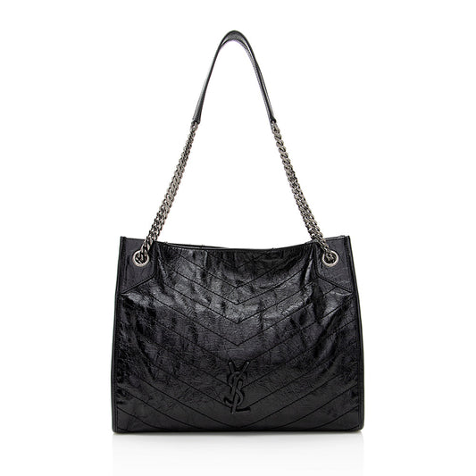 Saint Laurent Crinkled Calfskin Niki Medium Shopping Tote (SHF-19547)