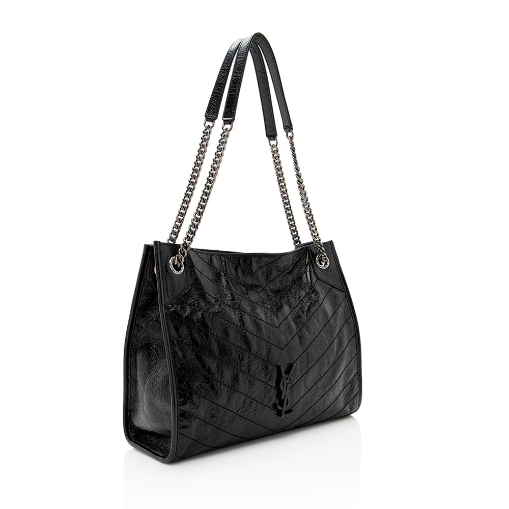 Saint Laurent Crinkled Calfskin Niki Medium Shopping Tote (SHF-19547)