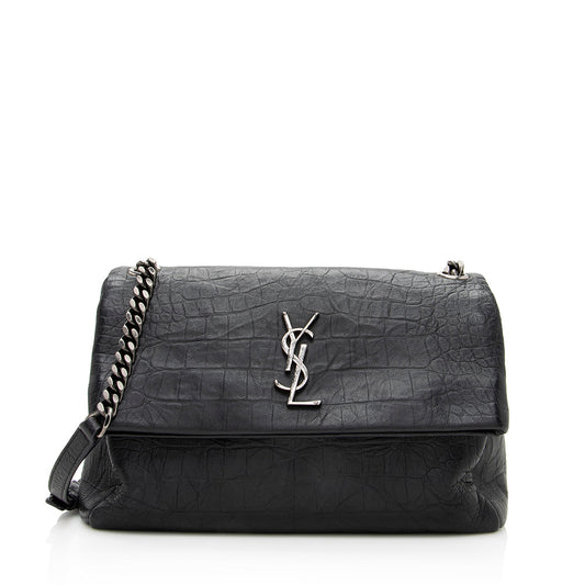 Saint Laurent Croc Embossed Calfskin West Hollywood Flap Bag (SHF-19064)