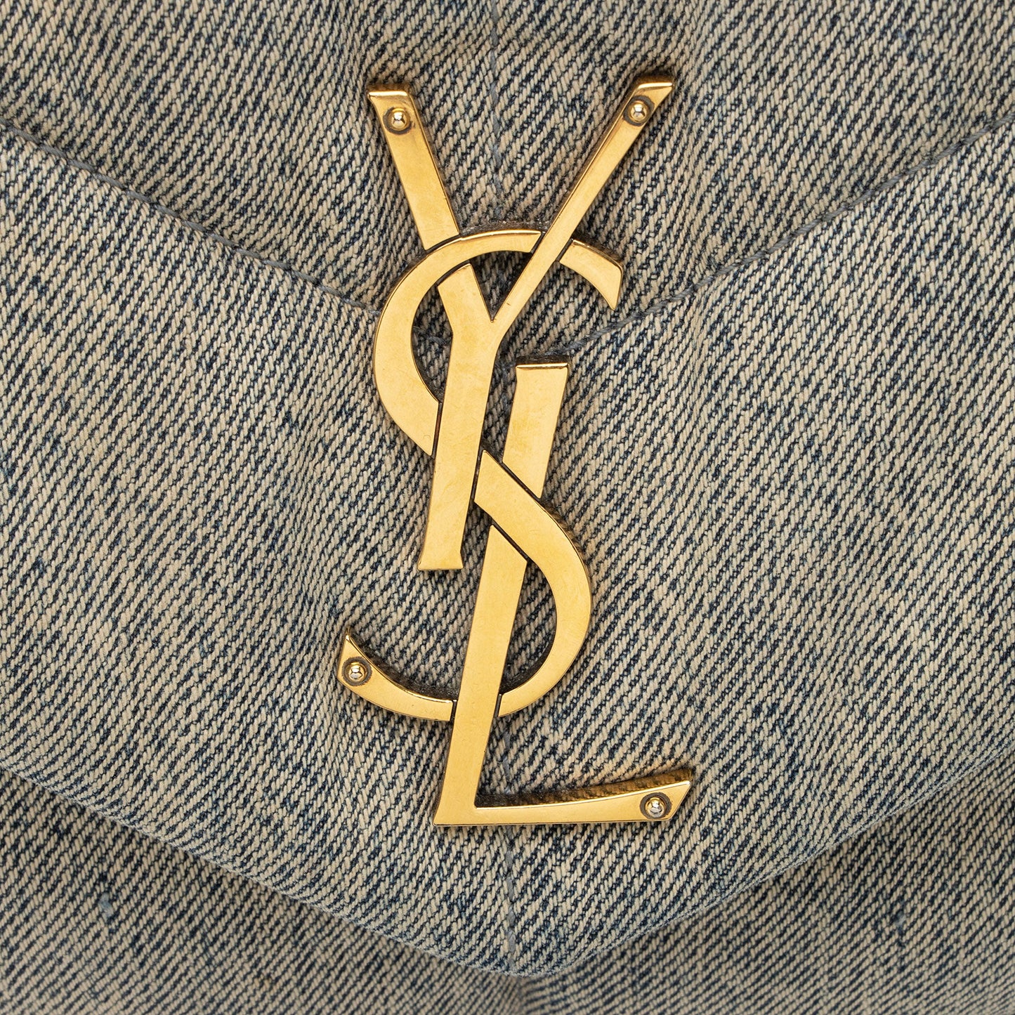 Saint Laurent Denim Monogram Puffer LouLou Chain Medium Shoulder Bag