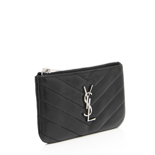 Saint Laurent Lambskin Monogram Cassandre Key Pouch