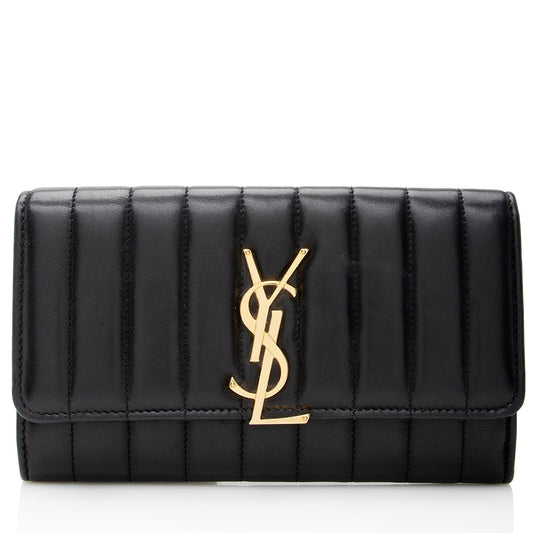 Saint Laurent Matalasse Calfskin Vicky Continental Wallet (SHF-22903)