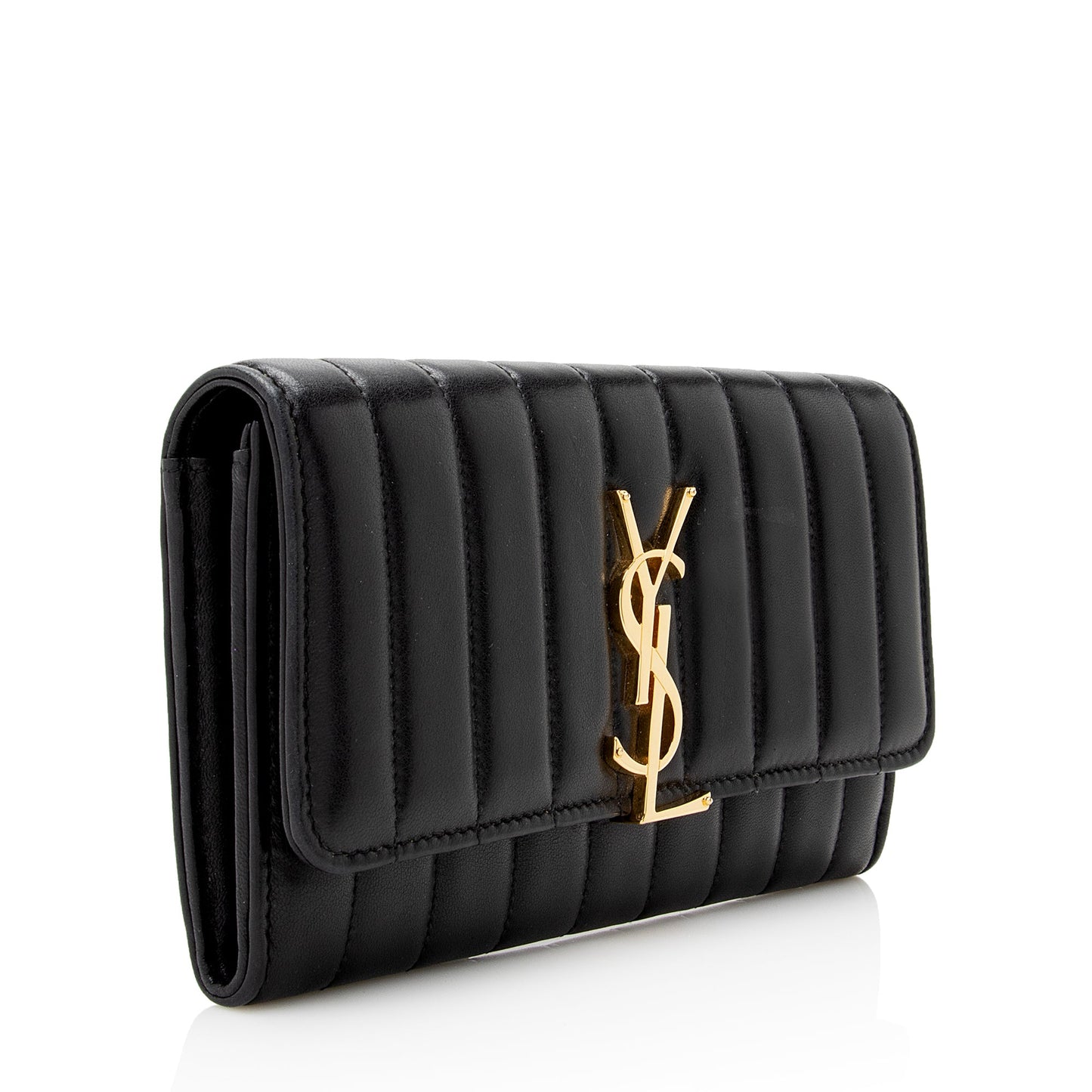 Saint Laurent Matalasse Calfskin Vicky Continental Wallet (SHF-22903)