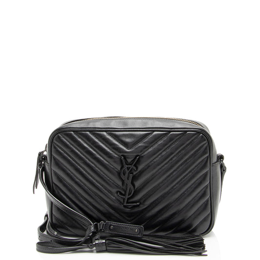 Saint Laurent Matelasse Calfskin Matte Black Monogram Lou Camera Bag (SHF-APSLqT)