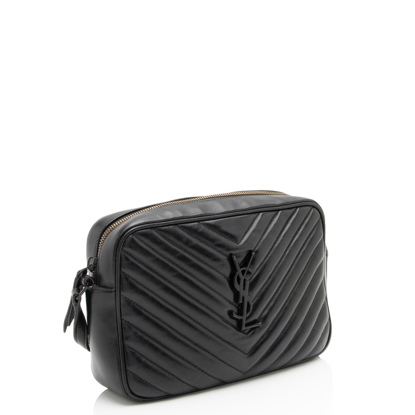 Saint Laurent Matelasse Calfskin Matte Black Monogram Lou Camera Bag (SHF-APSLqT)
