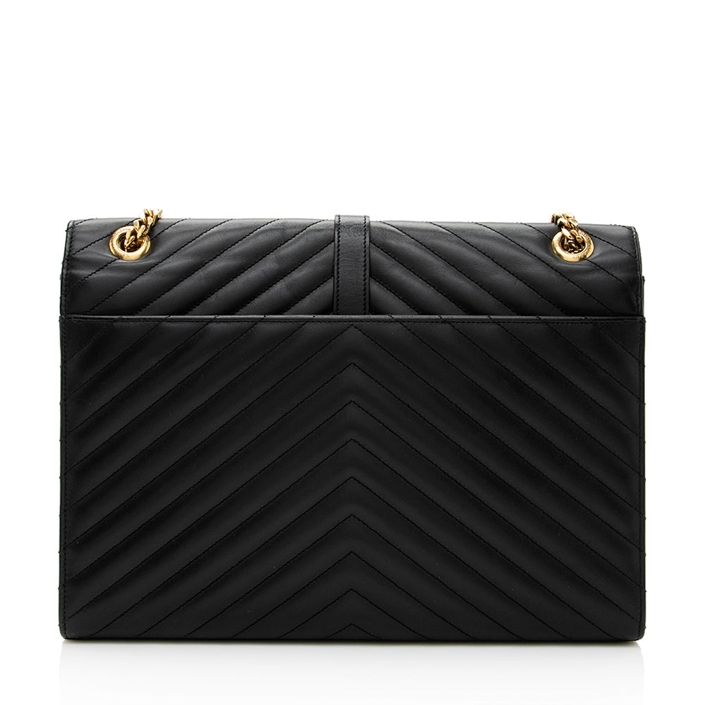 Saint Laurent Matelasse Calfskin Monogram Large Envelope Bag (SHF-19439)