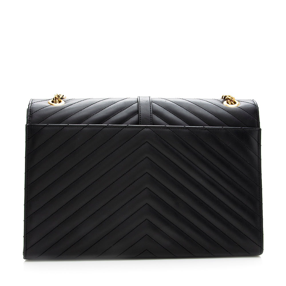Saint Laurent Matelasse Calfskin Monogram Large Envelope Bag (SHF-19628)
