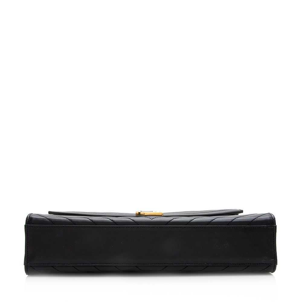 Saint Laurent Matelasse Calfskin Monogram Large Envelope Bag (SHF-19628)