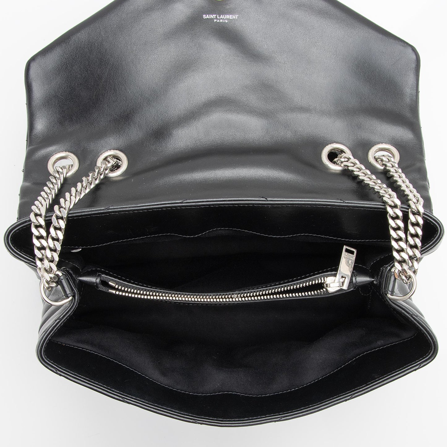Saint Laurent Matelasse Calfskin Monogram LouLou Chain Medium Shoulder Bag (SHF-23572)