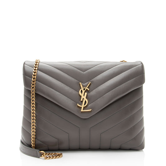 Saint Laurent Matelasse Calfskin Monogram LouLou Chain Medium Shoulder Bag (SHF-19W4rm)