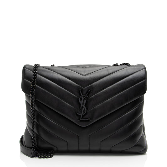 Saint Laurent Matelasse Calfskin Monogram LouLou Chain Medium Shoulder Bag (SHF-SaVb1o)