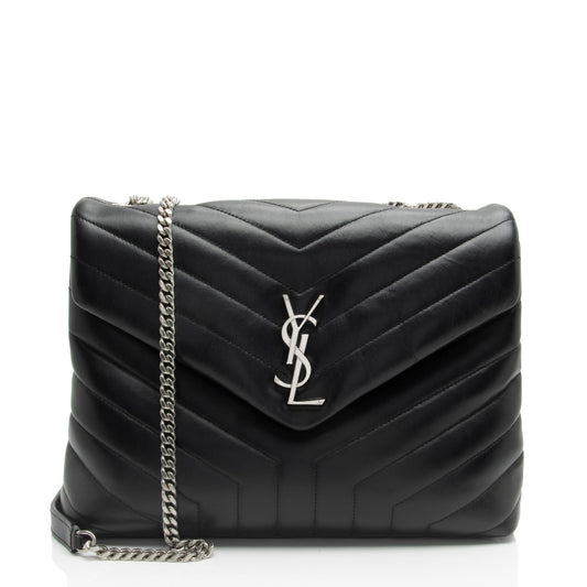 Saint Laurent Matelasse Calfskin Monogram LouLou Chain Medium Shoulder Bag (SHF-pHhqQ4)