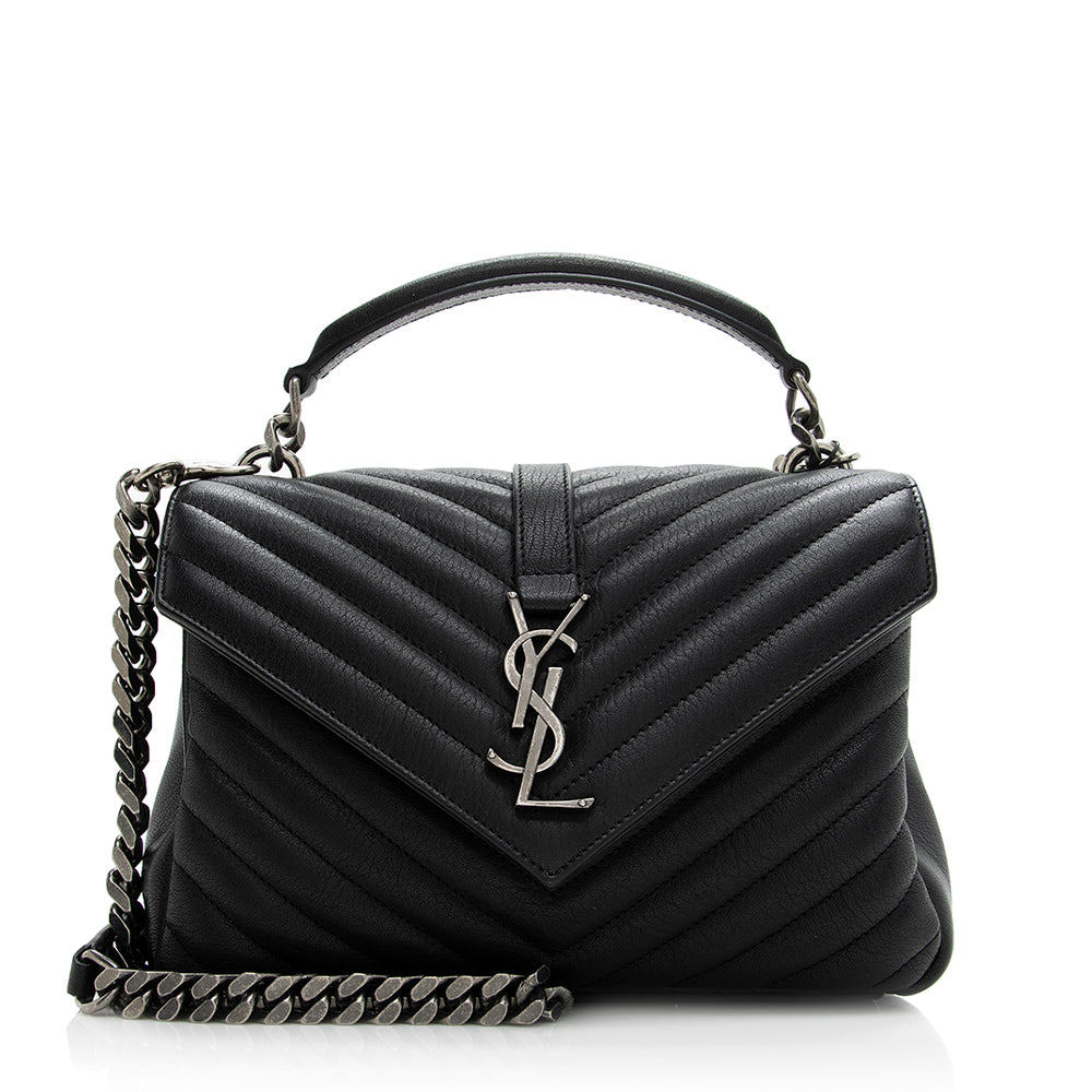Saint Laurent Matelasse Calfskin Monogram Medium College Top Handle Bag (SHF-20778)