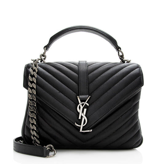 Saint Laurent Matelasse Calfskin Monogram Medium College Top Handle Bag (SHF-21595)