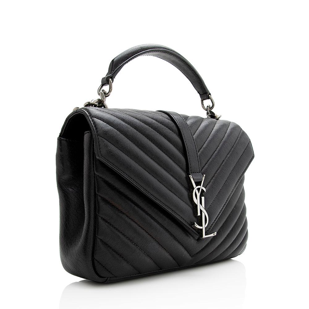 Saint Laurent Matelasse Calfskin Monogram Medium College Top Handle Bag (SHF-21595)