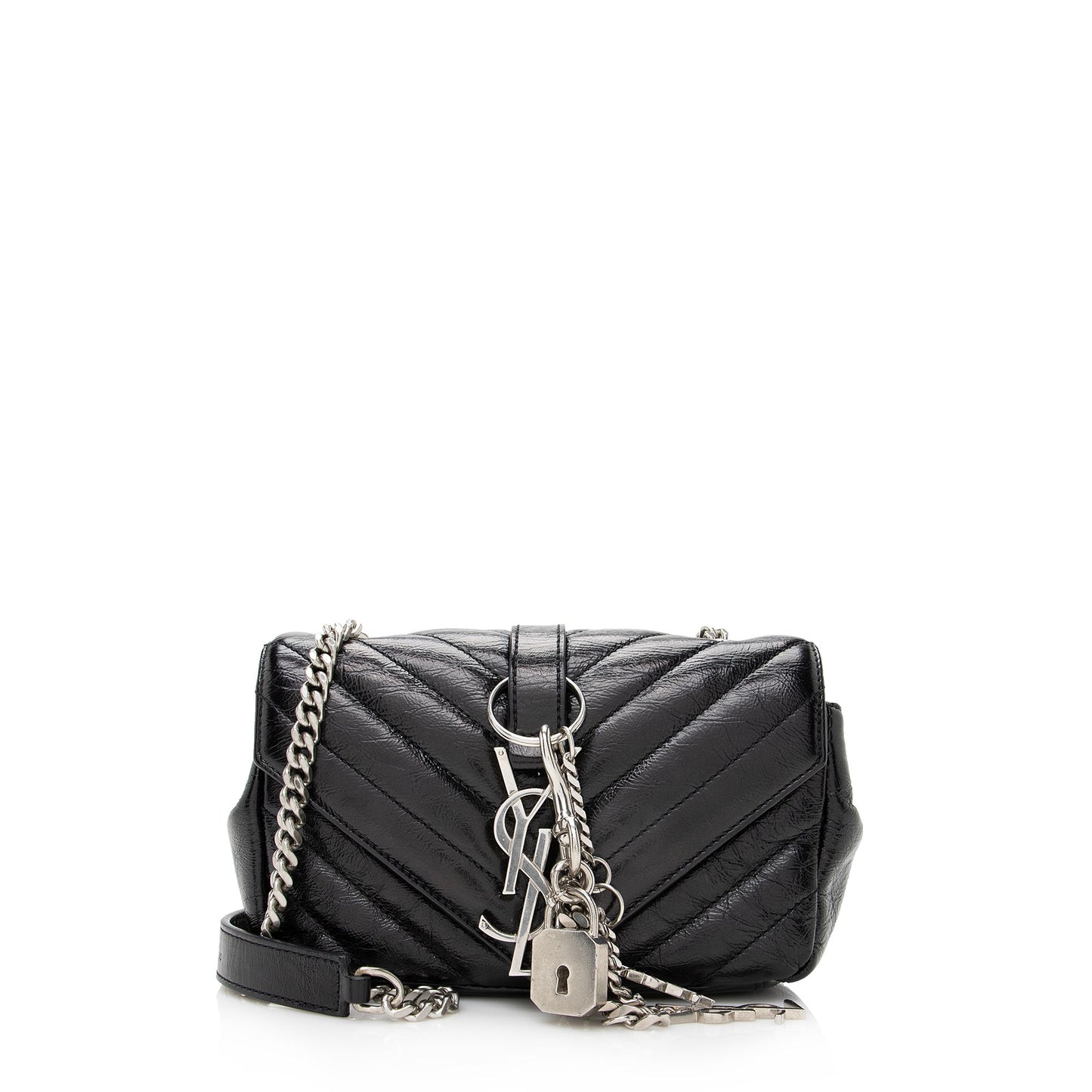 Saint Laurent Matelasse Calfskin Monogram Punk Chain Baby Crossbody Bag (SHF-22834)