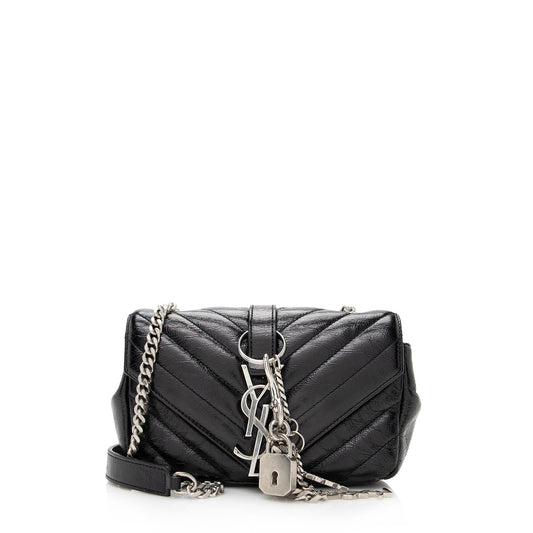 Saint Laurent Matelasse Calfskin Monogram Punk Chain Baby Crossbody Bag (SHF-22834)