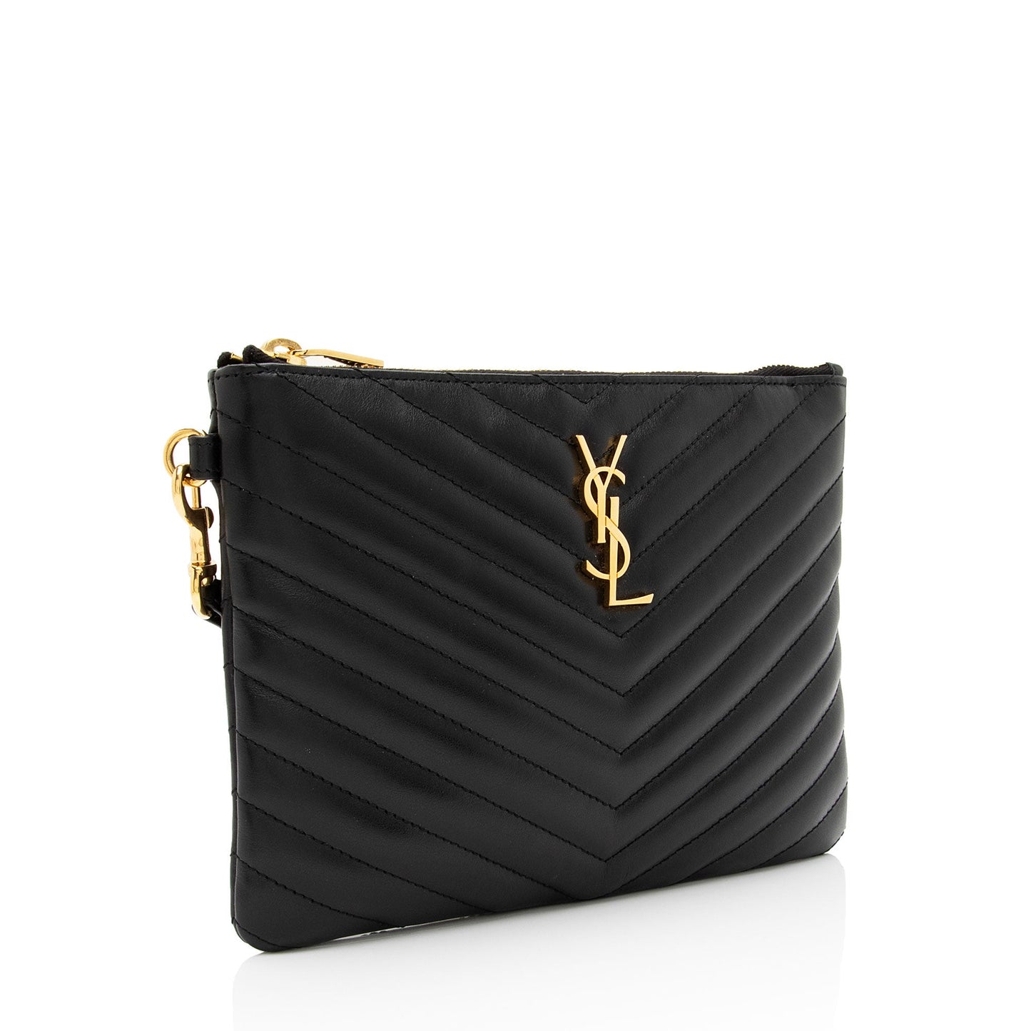 Saint Laurent Matelasse Calfskin Monogram Small Wristlet (SHF-I0dYH7)