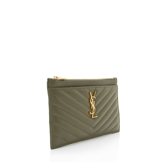 Saint Laurent Matelasse Grain de Poudre Monogram Bill Pouch