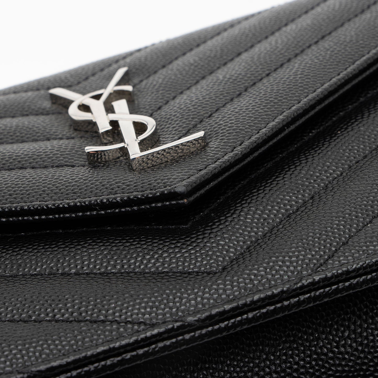 Saint Laurent Matelasse Grain de Poudre Monogram Envelope Chain Wallet
