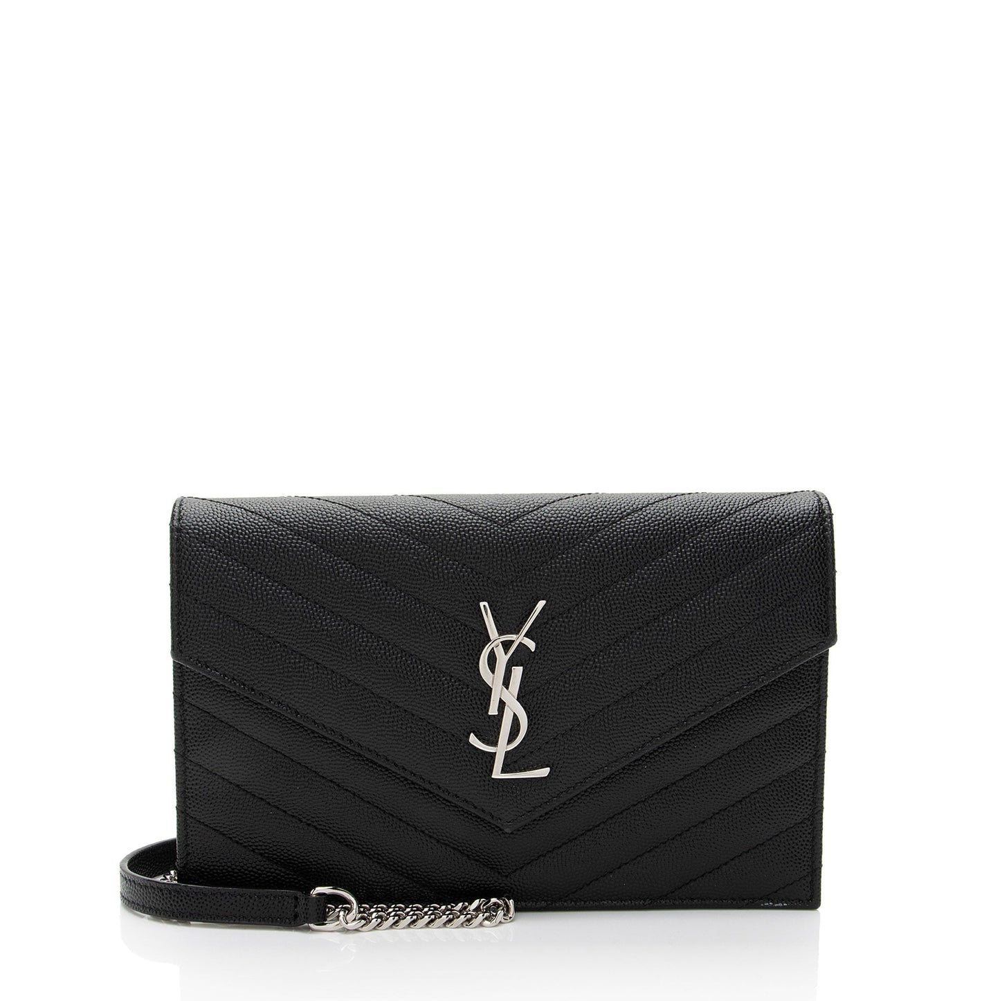 Saint Laurent Matelasse Grain de Poudre Monogram Envelope Chain Wallet