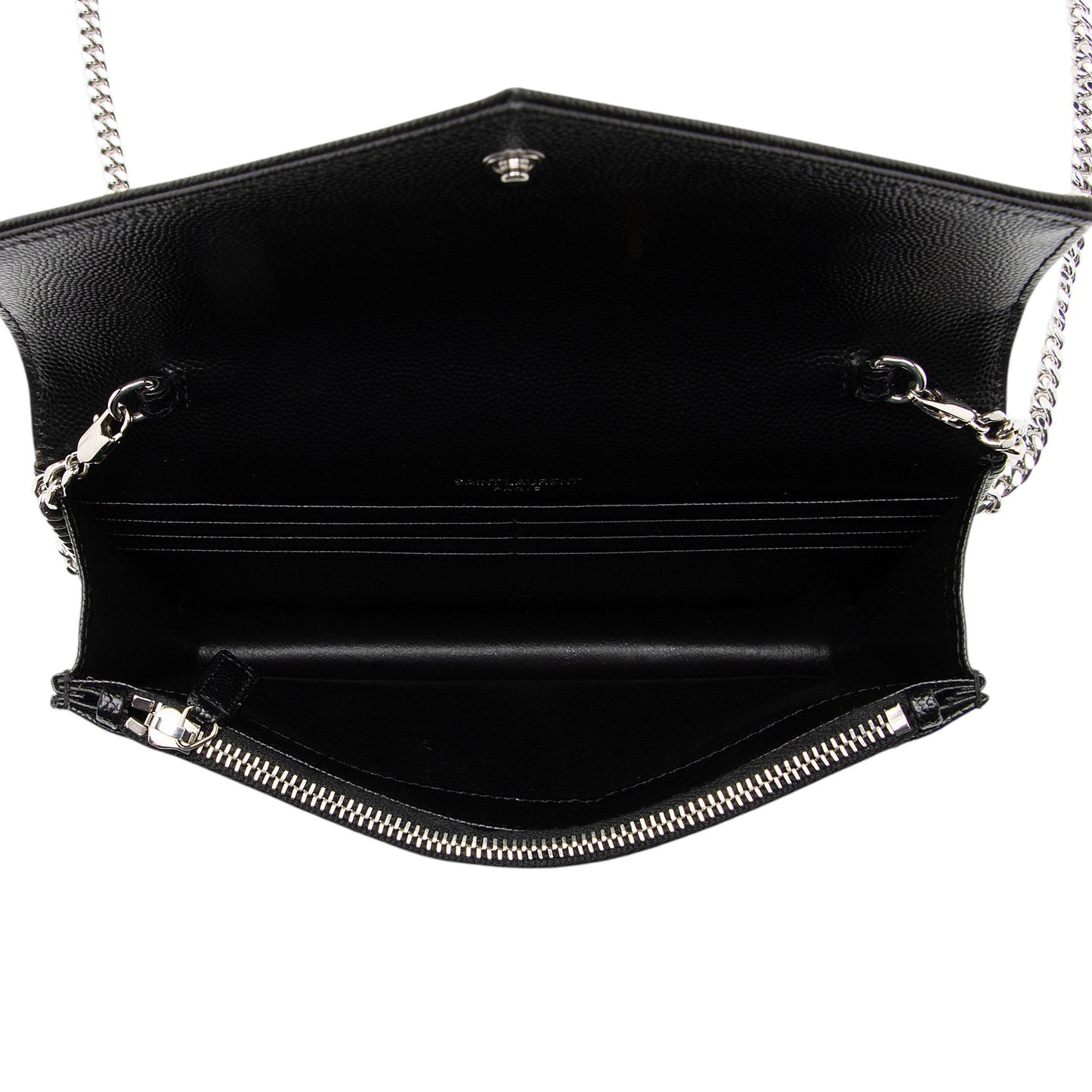 Saint Laurent Matelasse Grain de Poudre Monogram Envelope Chain Wallet