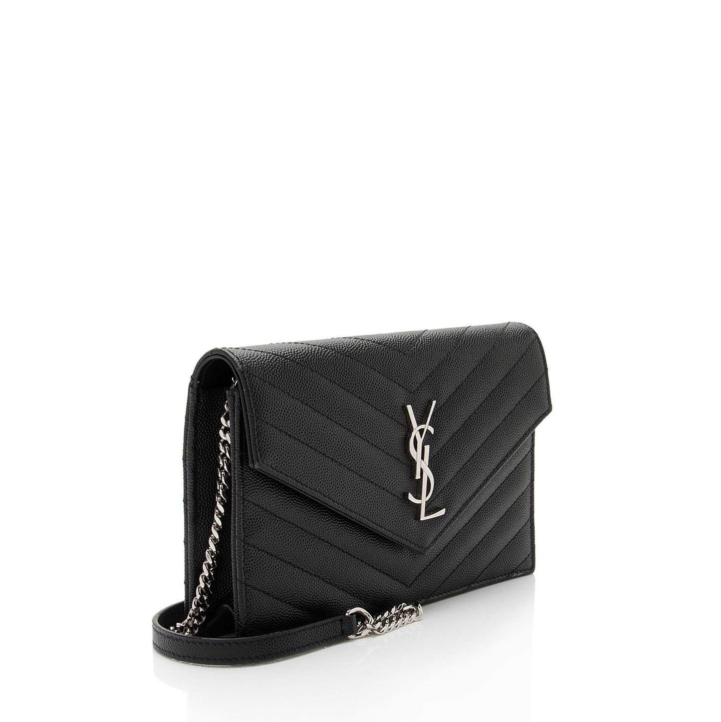 Saint Laurent Matelasse Grain de Poudre Monogram Envelope Chain Wallet