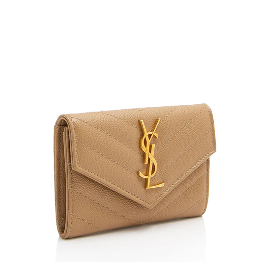 Saint Laurent Matelasse Grain de Poudre Monogram Envelope Small Wallet