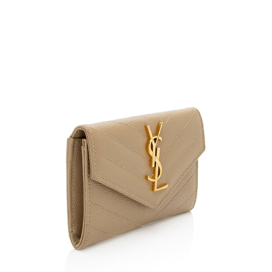 Saint Laurent Matelasse Grain de Poudre Monogram Envelope Small Wallet