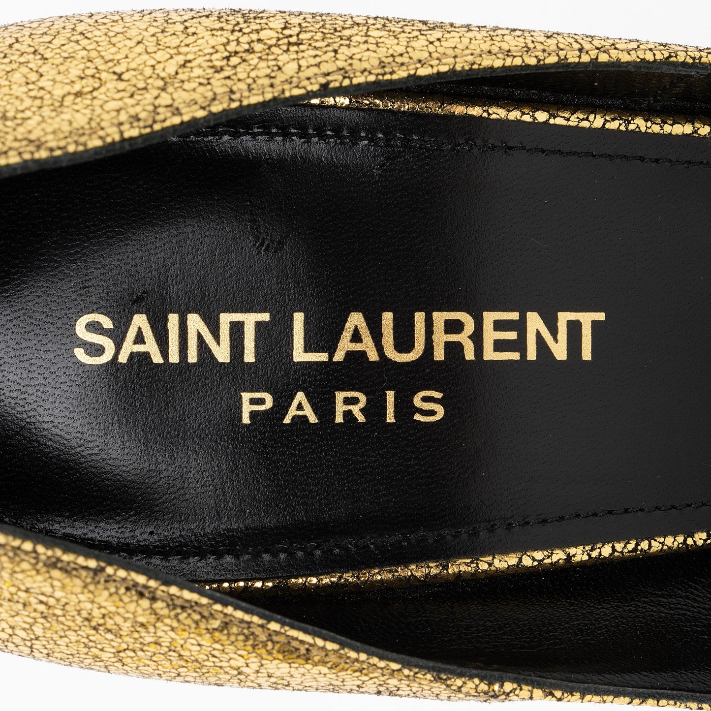 Saint Laurent Metallic Cracked Leather Zoe Pumps - Size 9 / 39