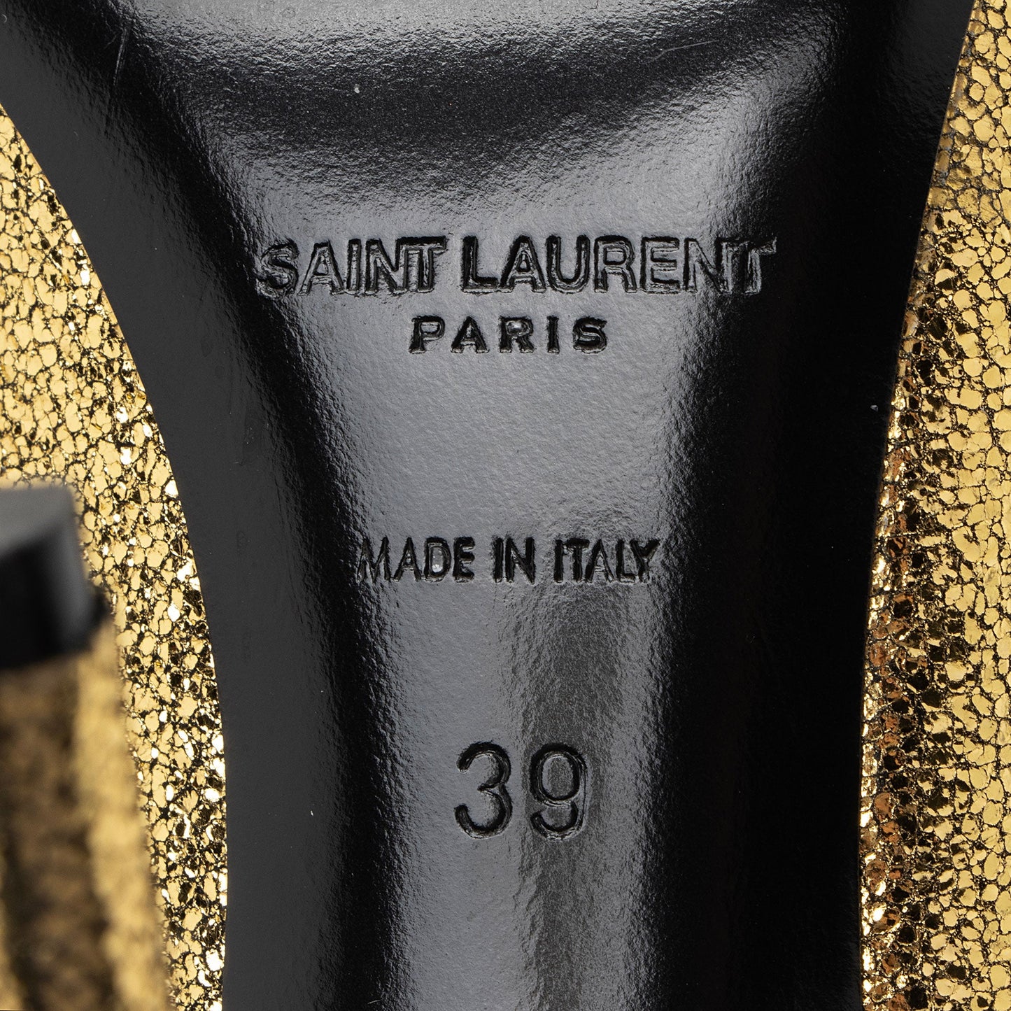 Saint Laurent Metallic Cracked Leather Zoe Pumps - Size 9 / 39