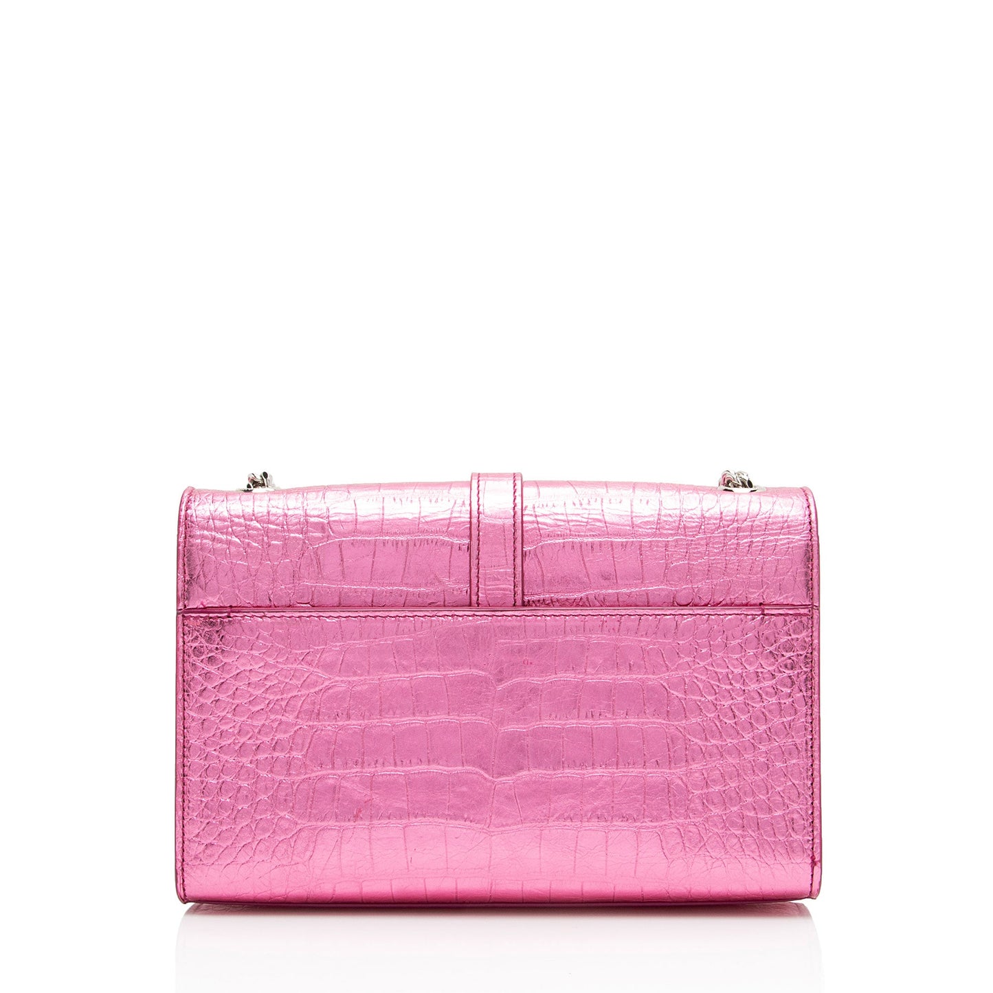 Saint Laurent Metallic Croc Embossed Leather Monogram Small Envelope Bag